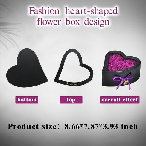 16-Piece Forever Roses, Heart-Shaped Box with a Curved Design, Forever Flowers, Grade A Quality-Preserved Roses, Preserved Flowers, Beautiful Rose for Christmas Mothers Day & Valentines Day in Saudi Arabia