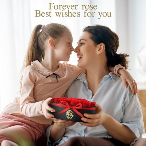 16-Piece Forever Roses, Heart-Shaped Box with a Curved Design, Forever Flowers, Grade A Quality-Preserved Roses, Preserved Flowers, Beautiful Rose for Christmas Mothers Day & Valentines Day in Saudi Arabia