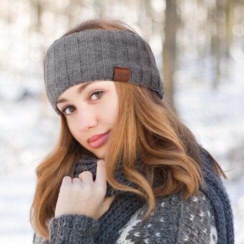 DRESHOW Women Soft Stretch Winter Headbands Fuzzy Fleece Lined Ear Warmer Knit Thick Warm Crochet Headband Winter Accessories in Kuwait