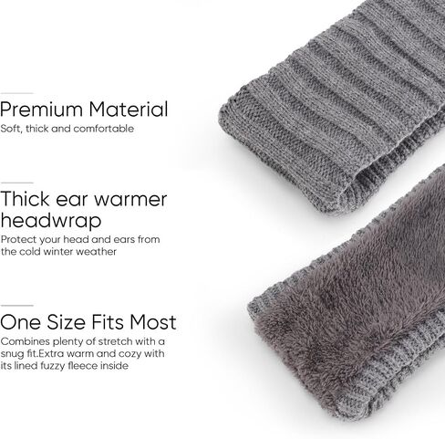 DRESHOW Women Soft Stretch Winter Headbands Fuzzy Fleece Lined Ear Warmer Knit Thick Warm Crochet Headband Winter Accessories in Kuwait