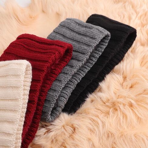 DRESHOW Women Soft Stretch Winter Headbands Fuzzy Fleece Lined Ear Warmer Knit Thick Warm Crochet Headband Winter Accessories in Kuwait