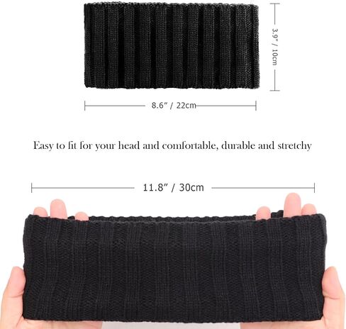 DRESHOW Women Soft Stretch Winter Headbands Fuzzy Fleece Lined Ear Warmer Knit Thick Warm Crochet Headband Winter Accessories in Kuwait