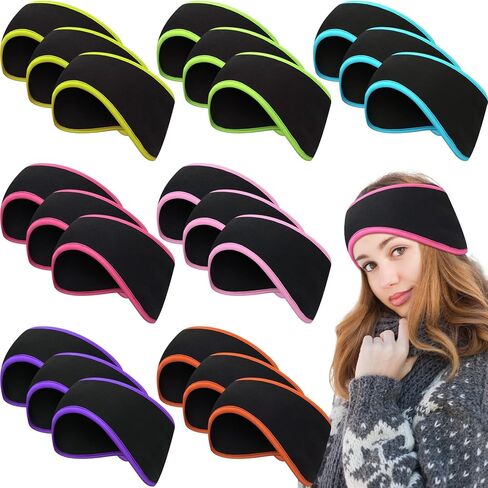 28 قطعة من عصابات الرأس لتدفئة الأذن للنساء والرجال من الصوف من Meanplan، معدات الجري الشتوية للأطفال البالغين (الحدود الملونة) in Kuwait
