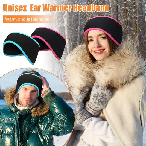 28 قطعة من عصابات الرأس لتدفئة الأذن للنساء والرجال من الصوف من Meanplan، معدات الجري الشتوية للأطفال البالغين (الحدود الملونة) in Kuwait