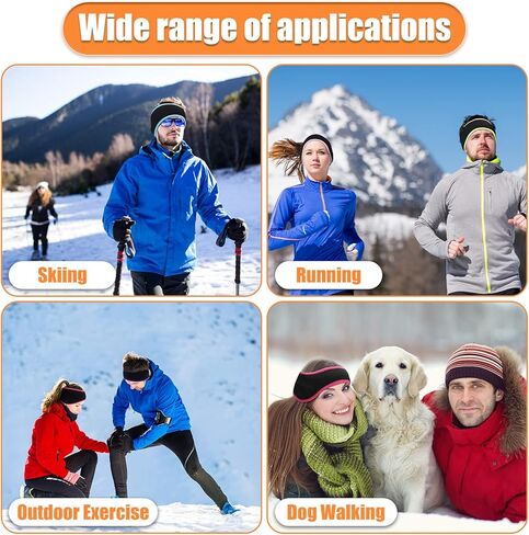 28 قطعة من عصابات الرأس لتدفئة الأذن للنساء والرجال من الصوف من Meanplan، معدات الجري الشتوية للأطفال البالغين (الحدود الملونة) in Kuwait