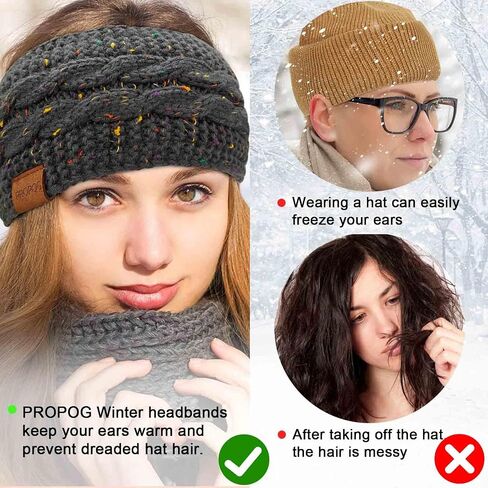 Winter Headbands for Women Ear Warmer, Knit Womens Winter Headband Thick Ear Warmers for Women Soft Warm Head Wraps Ear Covers for Cold Weather in Saudi Arabia