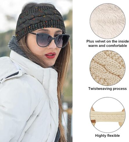 Winter Headbands for Women Ear Warmer, Knit Womens Winter Headband Thick Ear Warmers for Women Soft Warm Head Wraps Ear Covers for Cold Weather in Saudi Arabia