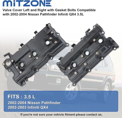 MITZONE Valve Cover Left and Right with Gasket Bolts Compatible with 2002-2004 Nissan Pathfinder Infiniti QX4 3.5L Replace 13264-5W500 13264-5W510 in Kuwait
