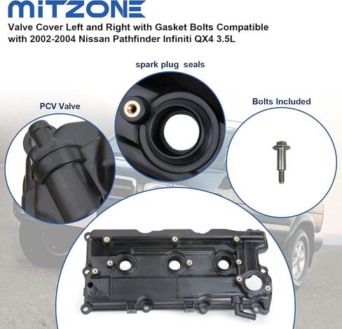 MITZONE Valve Cover Left and Right with Gasket Bolts Compatible with 2002-2004 Nissan Pathfinder Infiniti QX4 3.5L Replace 13264-5W500 13264-5W510 in Kuwait