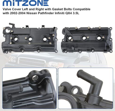 MITZONE Valve Cover Left and Right with Gasket Bolts Compatible with 2002-2004 Nissan Pathfinder Infiniti QX4 3.5L Replace 13264-5W500 13264-5W510 in Kuwait