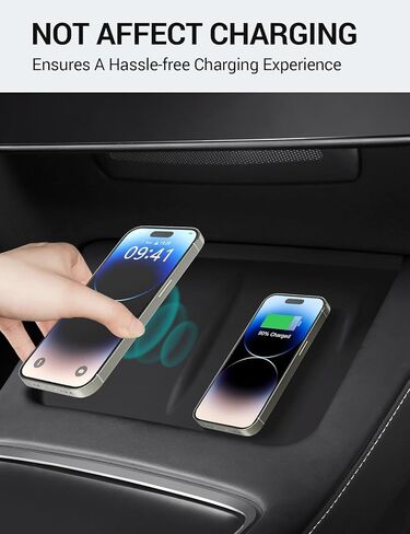 BASENOR 2025 Upgrade Tesla Model Y Model 3 Center Console Wireless Charger Mat Silicone Cover Wireless Charging Phone Pad for Tesla Interior Accessories (Not Suitable for 2024 Model 3) in Kuwait