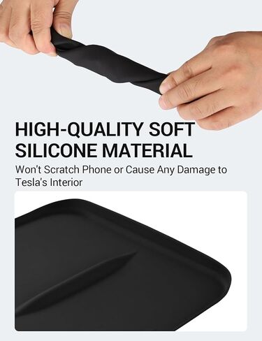 BASENOR 2025 Upgrade Tesla Model Y Model 3 Center Console Wireless Charger Mat Silicone Cover Wireless Charging Phone Pad for Tesla Interior Accessories (Not Suitable for 2024 Model 3) in Kuwait