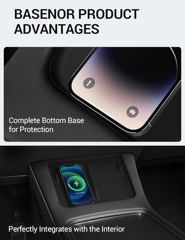 BASENOR 2025 Upgrade Tesla Model Y Model 3 Center Console Wireless Charger Mat Silicone Cover Wireless Charging Phone Pad for Tesla Interior Accessories (Not Suitable for 2024 Model 3) in Kuwait
