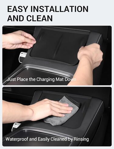 BASENOR 2025 Upgrade Tesla Model Y Model 3 Center Console Wireless Charger Mat Silicone Cover Wireless Charging Phone Pad for Tesla Interior Accessories (Not Suitable for 2024 Model 3) in Kuwait