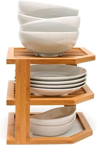 ليبر انترناشونال رف تخزين للمطبخ من 3 طبقات من خشب الخيزران 8883، 10 انش × 10 انش × 9-1/2 انش in Kuwait