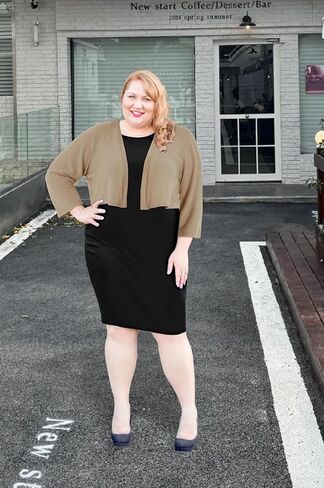 Plus Size Shrugs for Women Cropped Cardigan Knit Sweaters Open Front Bolero in Kuwait