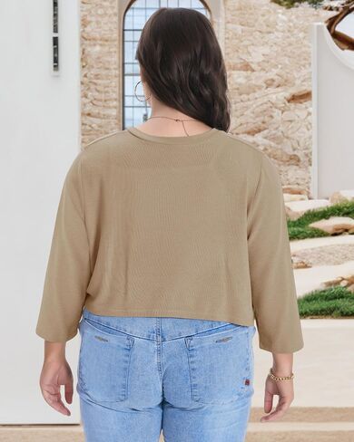 Plus Size Shrugs for Women Cropped Cardigan Knit Sweaters Open Front Bolero in Kuwait
