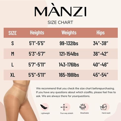 MANZI 6 Pairs Women's 20D Sheer Silky Pantyhose Run Resistant Nylon Tights High Waist Stockings with Control Top in Kuwait