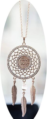 Mini Zodiac Sign Dream Catcher Car Charm Rear View Mirror Accessories, Boltz Boho Dangling Feather Tassel Bead Pendant Constellation Ornament Wall Hanging Home Decoration (1, Libra) in Saudi Arabia