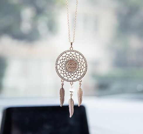Mini Zodiac Sign Dream Catcher Car Charm Rear View Mirror Accessories, Boltz Boho Dangling Feather Tassel Bead Pendant Constellation Ornament Wall Hanging Home Decoration (1, Libra) in Saudi Arabia