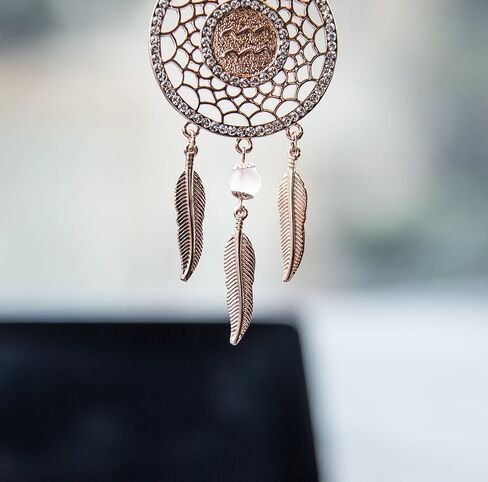 Mini Zodiac Sign Dream Catcher Car Charm Rear View Mirror Accessories, Boltz Boho Dangling Feather Tassel Bead Pendant Constellation Ornament Wall Hanging Home Decoration (1, Libra) in Saudi Arabia