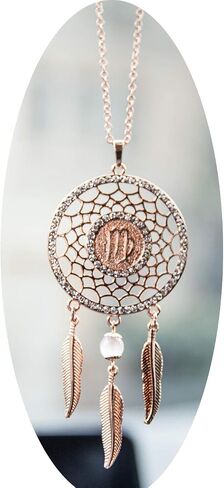 Mini Zodiac Sign Dream Catcher Car Charm Rear View Mirror Accessories, Boltz Boho Dangling Feather Tassel Bead Pendant Constellation Ornament Wall Hanging Home Decoration (1, Libra) in Saudi Arabia