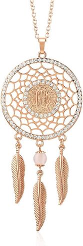 Mini Zodiac Sign Dream Catcher Car Charm Rear View Mirror Accessories, Boltz Boho Dangling Feather Tassel Bead Pendant Constellation Ornament Wall Hanging Home Decoration (1, Libra) in Saudi Arabia