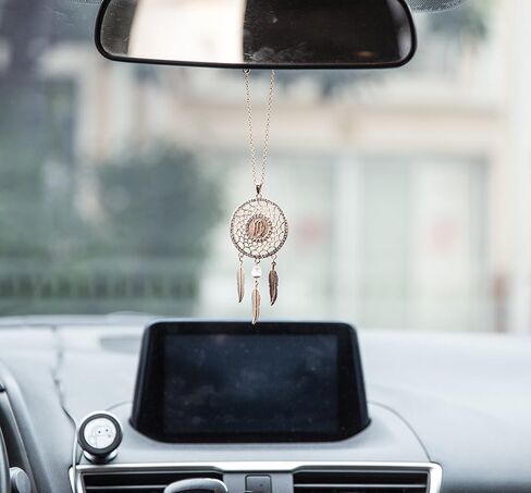 Mini Zodiac Sign Dream Catcher Car Charm Rear View Mirror Accessories, Boltz Boho Dangling Feather Tassel Bead Pendant Constellation Ornament Wall Hanging Home Decoration (1, Libra) in Saudi Arabia