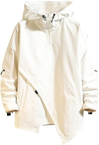 GURUNVANI Men’s Hooded Windbreaker Jacket Zip Up Patchwork Hoodie Anorak in Saudi Arabia