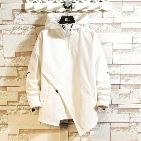 GURUNVANI Men’s Hooded Windbreaker Jacket Zip Up Patchwork Hoodie Anorak in Saudi Arabia