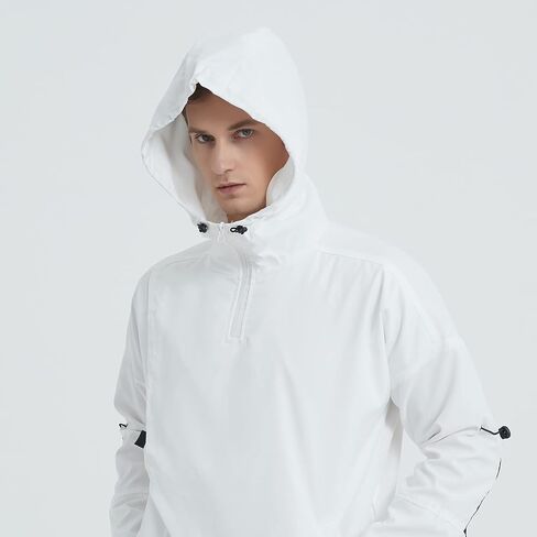 GURUNVANI Men’s Hooded Windbreaker Jacket Zip Up Patchwork Hoodie Anorak in Saudi Arabia