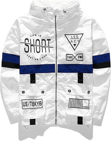AITFINEISM Men's Lightweight Windbreaker Jacket Casual Zip Up Jackets With Hooded in Kuwait