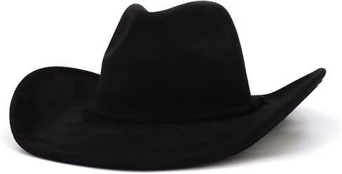 Western Cowboy Hat for Women Men Classic Fedora Hats Wide Brim Suede Cowboy Hat for Women with Buckle Belt in Kuwait