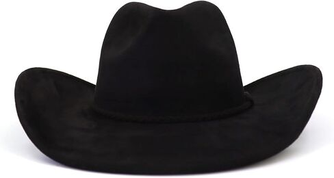 Western Cowboy Hat for Women Men Classic Fedora Hats Wide Brim Suede Cowboy Hat for Women with Buckle Belt in Kuwait