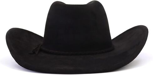 Western Cowboy Hat for Women Men Classic Fedora Hats Wide Brim Suede Cowboy Hat for Women with Buckle Belt in Kuwait