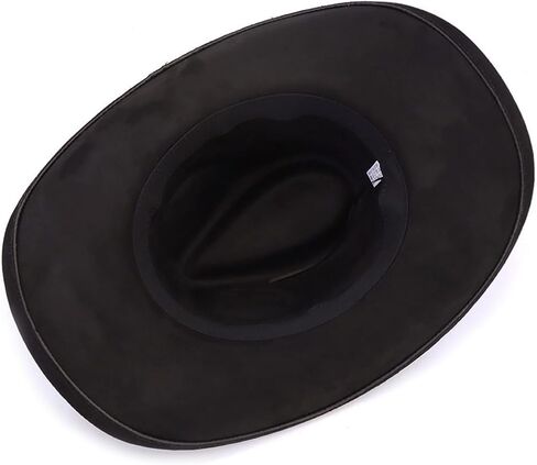 Western Cowboy Hat for Women Men Classic Fedora Hats Wide Brim Suede Cowboy Hat for Women with Buckle Belt in Kuwait