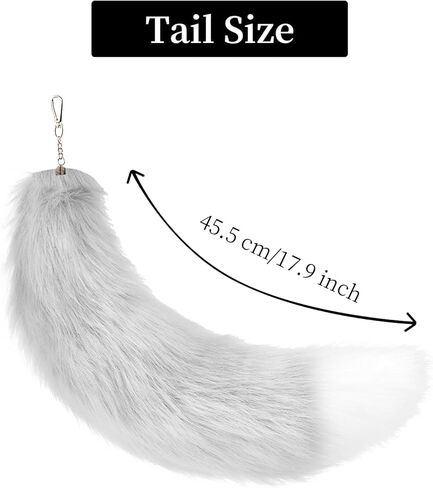 2 Pcs Fox Wolf Cat Ear Headband and Tail Keychain Furry Fancy Party Party Costume Gift Therian Stuff Tail Gear Wolf Ear in Kuwait