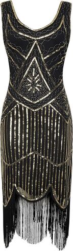 Coucoland Womens 1920s Flapper Sequin Beads Dress with Roaring 20s Gatsby Accessories Set for Party in Kuwait