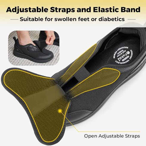 FitVille Diabetic Shoes for Women Wide Width with Arch Support, Fully Adjustable Straps Extra Wide Shoes for Women in Saudi Arabia