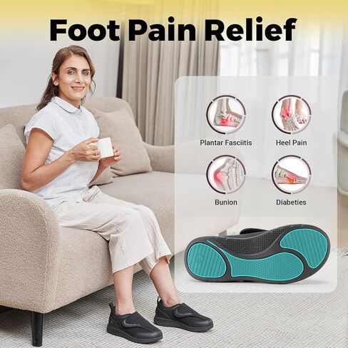 FitVille Diabetic Shoes for Women Wide Width with Arch Support, Fully Adjustable Straps Extra Wide Shoes for Women in Saudi Arabia