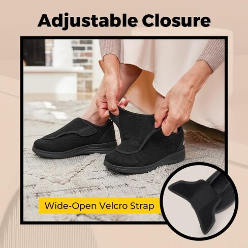 FitVille Diabetic Shoes for Women Extra Wide Walking Shoes Slip-On Orthopedic Shoes with Adjustable Strap for Swollen Feet Neuropathy - EasyTop Wings V2 in Saudi Arabia