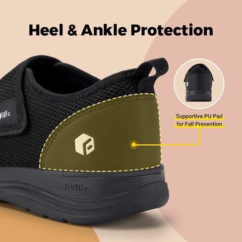 FitVille Diabetic Shoes for Women Extra Wide Walking Shoes Slip-On Orthopedic Shoes with Adjustable Strap for Swollen Feet Neuropathy - EasyTop Wings V2 in Saudi Arabia