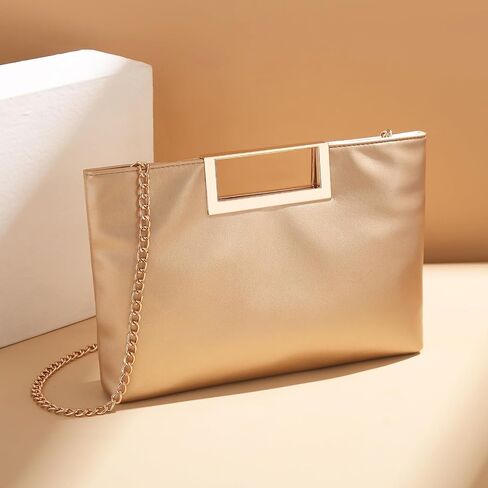 Fashion Top-Handle Bag for Women Trendy Crossbody Clutch Purse PU Leather Classic Handbag with Metal Chain in Saudi Arabia