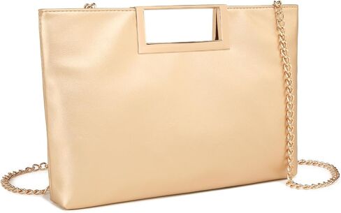 Fashion Top-Handle Bag for Women Trendy Crossbody Clutch Purse PU Leather Classic Handbag with Metal Chain in Saudi Arabia