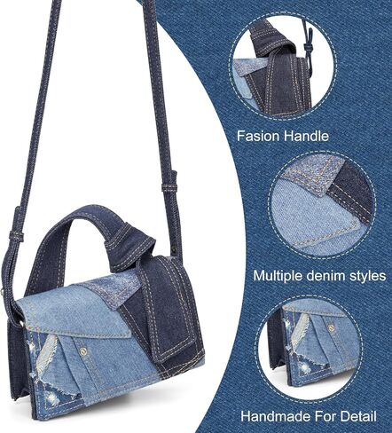 Purses For Women Trendy Mini Purse Cute Purses Denim Mini Bags For Women Top Handle Clutch Handbag Best Gift For Teen Girl in Saudi Arabia
