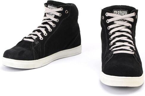 Milwaukee Leather MBM9106 Men's Premium Black Suede Leather Reinforced Street Riding Shoes w/Ankle Support - 10.5 in Kuwait