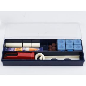 Tiekerbilir Cue Stick Tip Repair Kit, Cue Tips Accessorie, Include 6 Cue Tips, 6 Cue Chalk, 4 Pool Cue Repairers, 1 Billiard Cue Clamp, 1 Cue Tip Glue, 1 Billiards Shaper, Cue Tips Accessorie