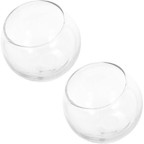 EXCEART 2pcs Glass Tealight Candle Holder Clear Votives Candle Holder DIY Candle Stick Container Small Fish Bowl for Wedding Birthday Holiday Home Decoration