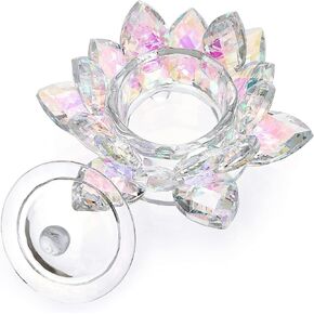 OwnMy Crystal Lotus Flower Dappen Dish with Lid Glass Tea Light Holder Lotus Petal Votive Candle Holder Candle Stand, Glass Flower Monomer Dish for DIY Nail Art Bowl Cup Jewlery Tray for Home Decor