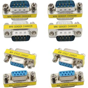 RS232 Serial Gender Changer 8-Pack 9 Pin DB9 Male to Male and Female to Female Adapter Coupler Connector for RS232 Serial Cable